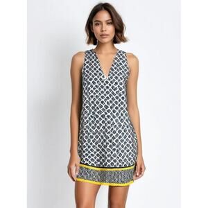 Land's End‎ Palms Print Yellow Accent Shift Dress